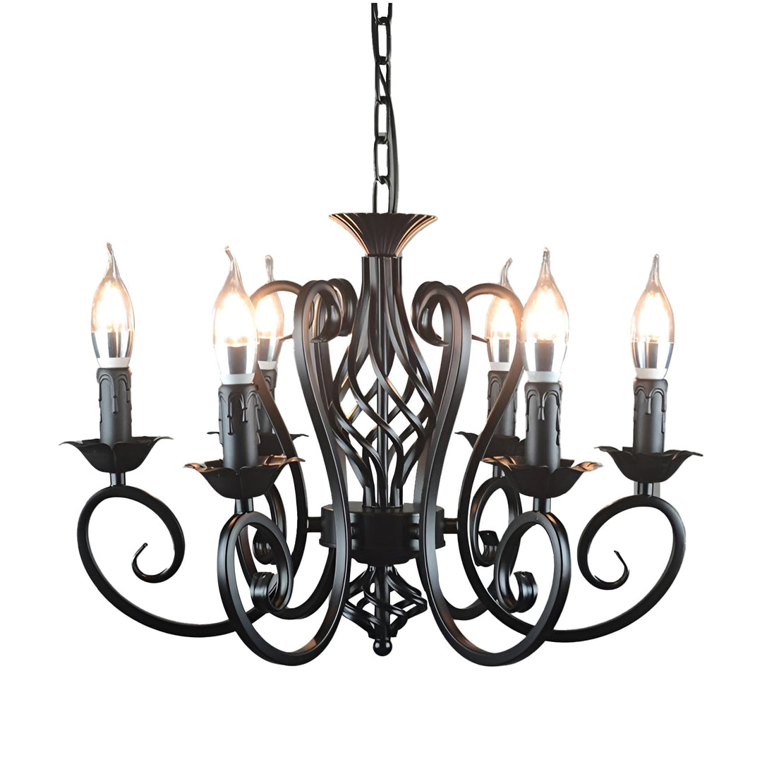 Iron Black Farmhouse Candelabra Chandelier with 6 Lights