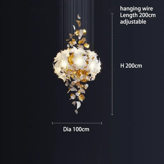 Glass Flower Chandelier – Luxury Staircase & Lobby Lighting