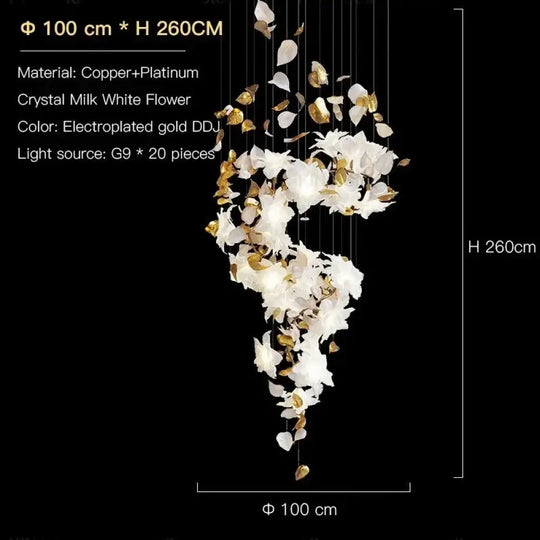Glass Flower Chandelier – Luxury Staircase & Lobby Lighting