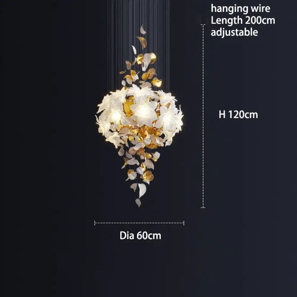 Glass Flower Chandelier – Luxury Staircase & Lobby Lighting
