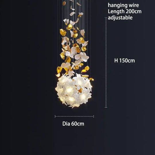 Glass Flower Chandelier – Luxury Staircase & Lobby Lighting