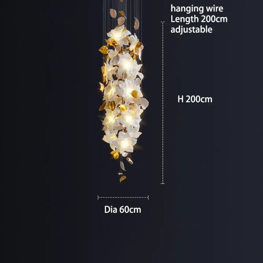 Glass Flower Chandelier – Luxury Staircase & Lobby Lighting