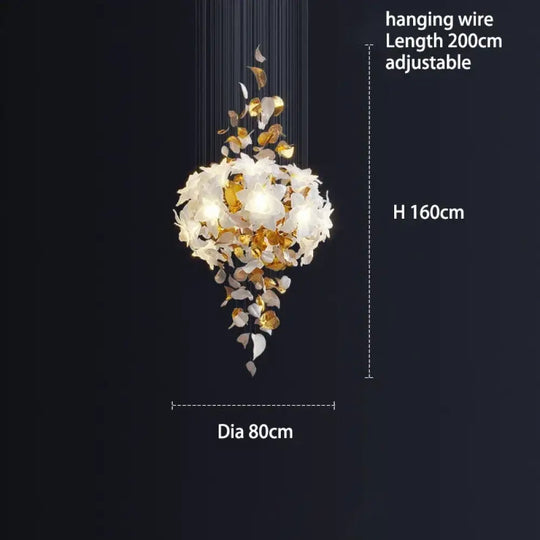 Glass Flower Chandelier – Luxury Staircase & Lobby Lighting