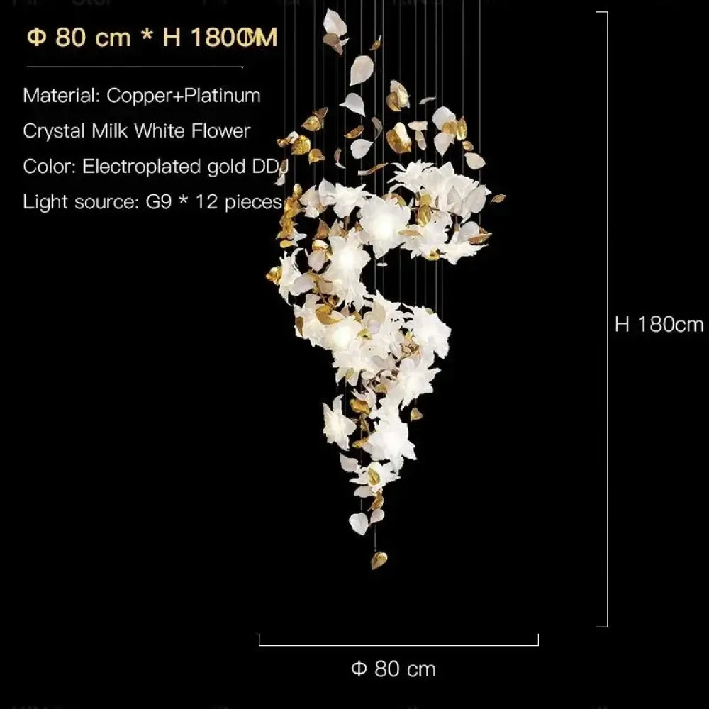 Glass Flower Chandelier – Luxury Staircase & Lobby Lighting