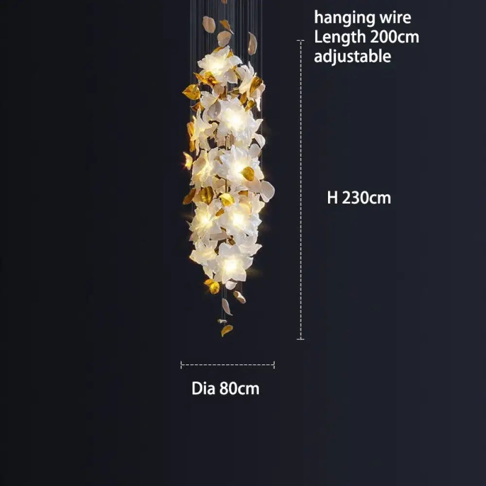 Glass Flower Chandelier – Luxury Staircase & Lobby Lighting