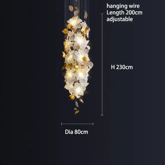 Glass Flower Chandelier – Luxury Staircase & Lobby Lighting