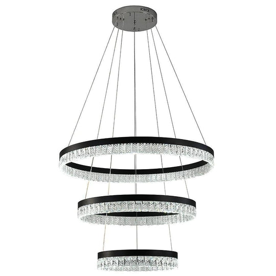 3-Tier Circles LED Crystal Modern Chandelier