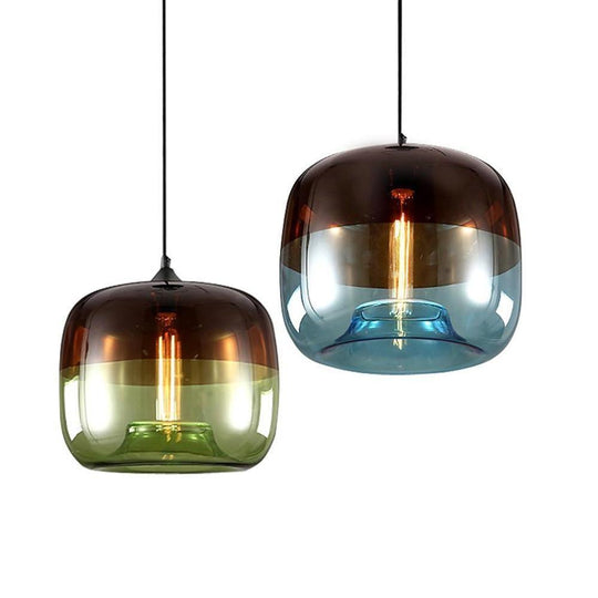 Multi Colored Glass Pendant Light Artistic Globe Dining Room Lighting