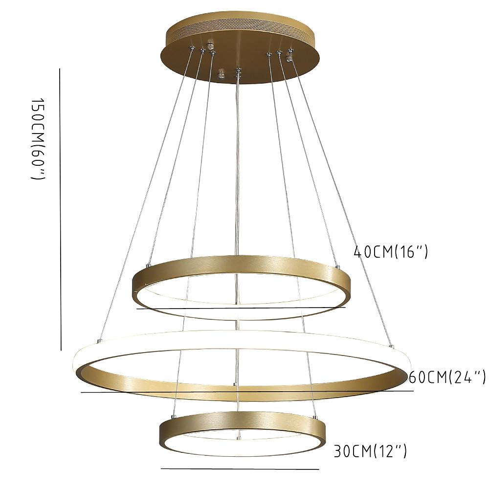 Circles Dimmable LED Adjustable Gold Contemporary Chandelier Island Light