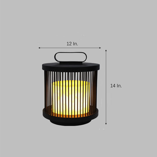 Cage Shape Retro Outdoor Lantern Lamp Black