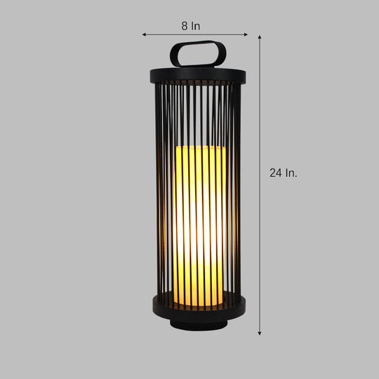 Cage Shape Retro Outdoor Lantern Lamp Black