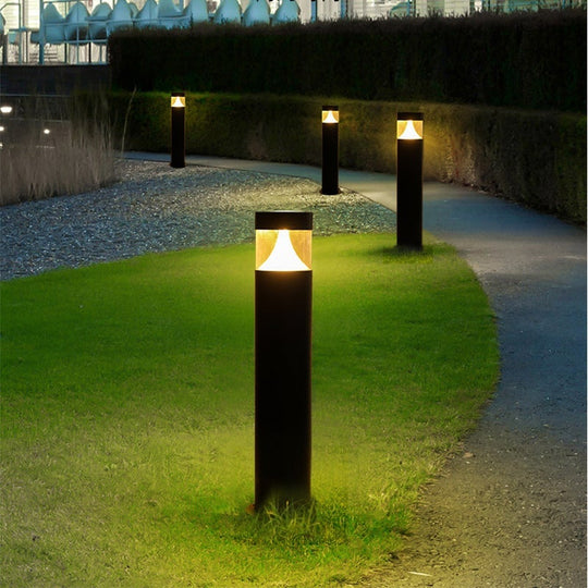 Round LED Outdoor Post Light – Waterproof Black Aluminum Yard Lamp