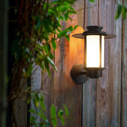 Retro Top Hat Shape LED Outdoor Wall Light Black
