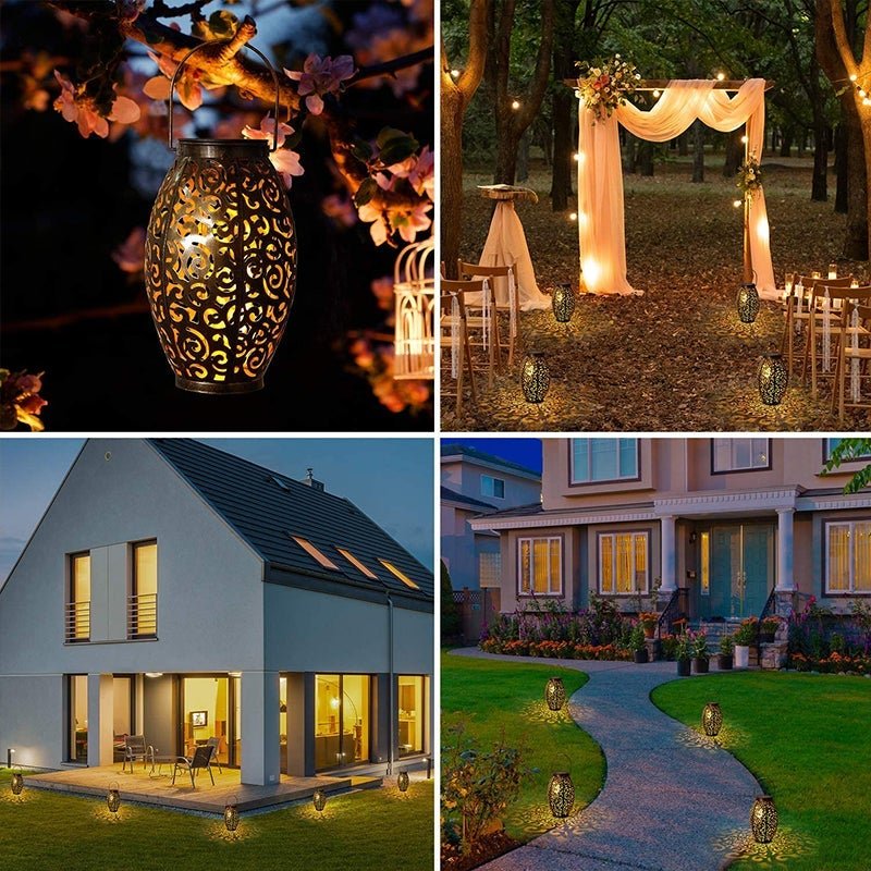 Solar Powered LED Waterproof Red Copper Antique Outdoor Lanterns Solar Lights