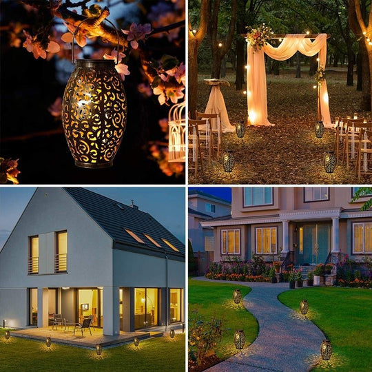 Solar Powered LED Waterproof Red Copper Antique Outdoor Lanterns Solar Lights