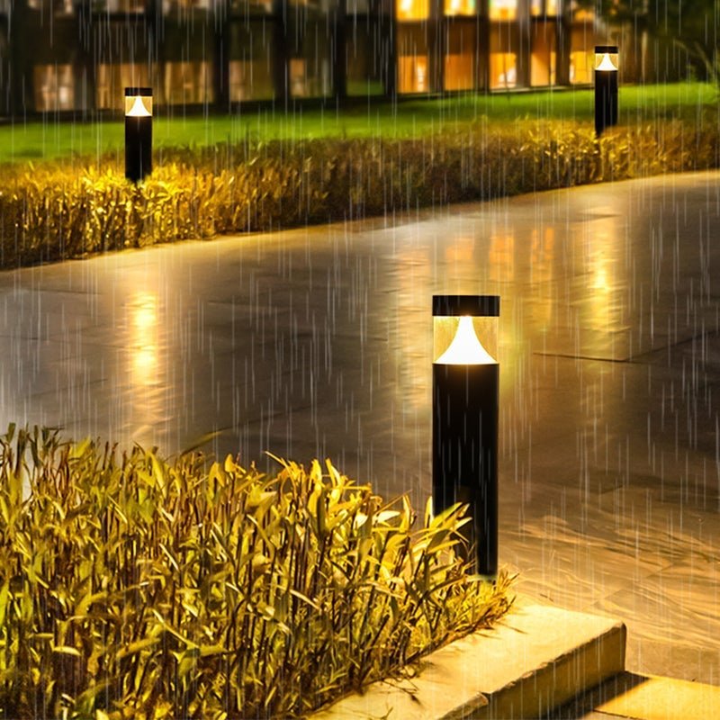 Round LED Outdoor Post Light – Waterproof Black Aluminum Yard Lamp