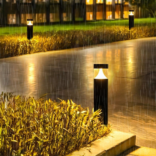 Round LED Outdoor Post Light – Waterproof Black Aluminum Yard Lamp