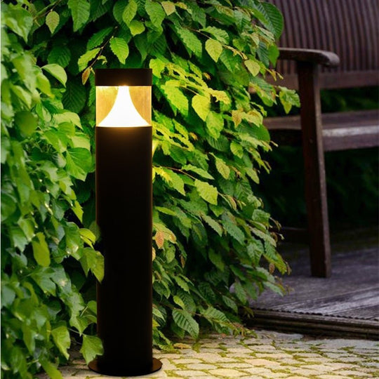 Round LED Outdoor Post Light – Waterproof Black Aluminum Yard Lamp