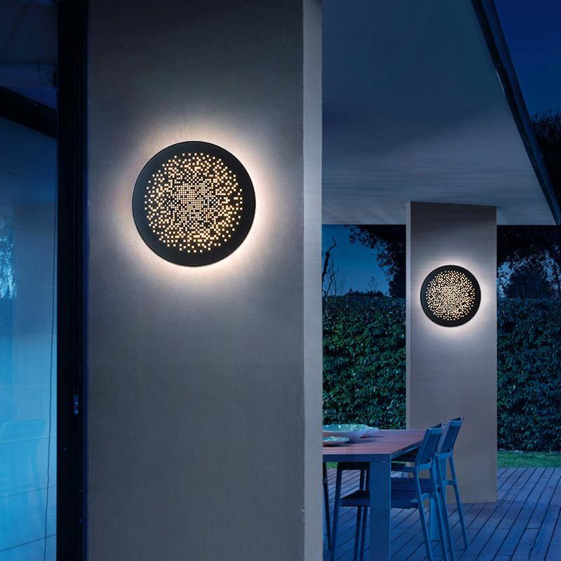 Circular Hollow Pattern Waterproof LED Modern Outdoor Wall Light