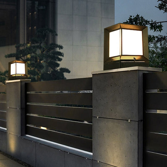 Square Modern Solar Powered Waterproof Outdoor Post Light