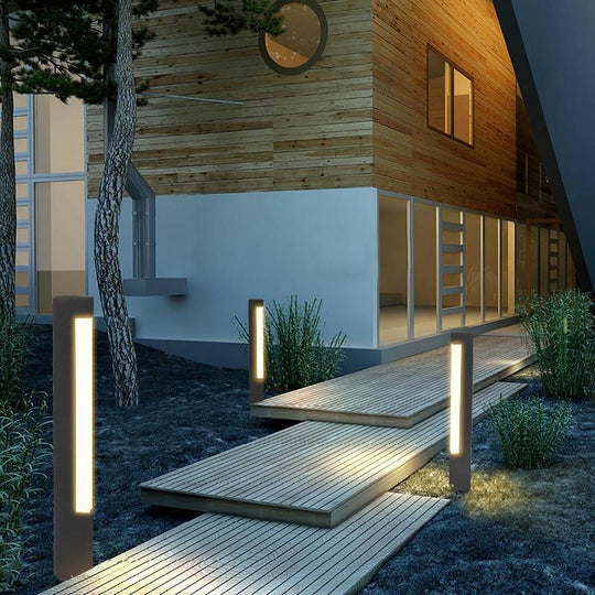 Modern Black Square Tall Aluminum LED Pathway Lights – Outdoor Landscape Lighting