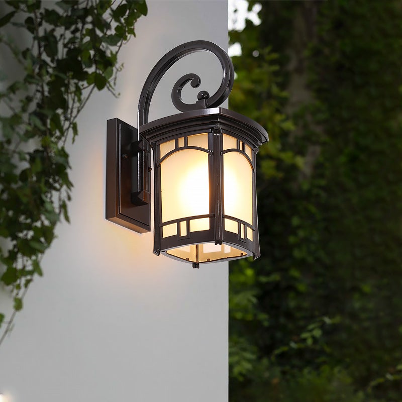 Vintage Striped Glass Shade LED Outdoor Wall Light