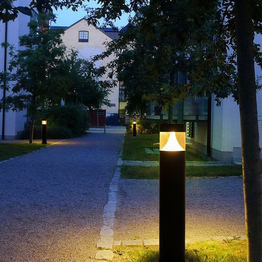 Round LED Outdoor Post Light – Waterproof Black Aluminum Yard Lamp