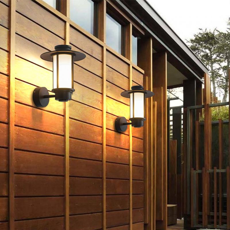 Retro Top Hat Shape LED Outdoor Wall Light Black
