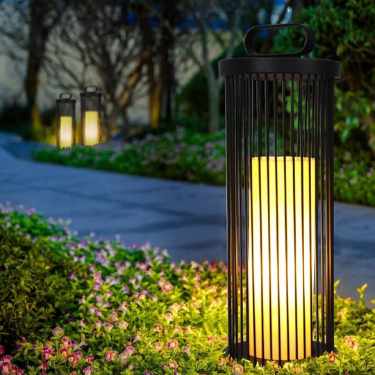 Cage Shape Retro Outdoor Lantern Lamp Black