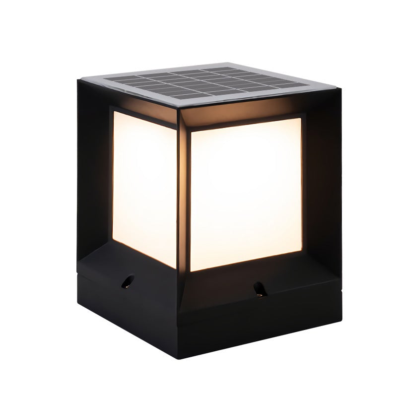 Square Modern Solar Powered Waterproof Outdoor Post Light