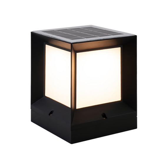 Square Modern Solar Powered Waterproof Outdoor Post Light