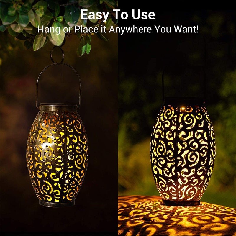 Solar Powered LED Waterproof Red Copper Antique Outdoor Lanterns Solar Lights