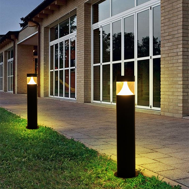 Round LED Outdoor Post Light – Waterproof Black Aluminum Yard Lamp