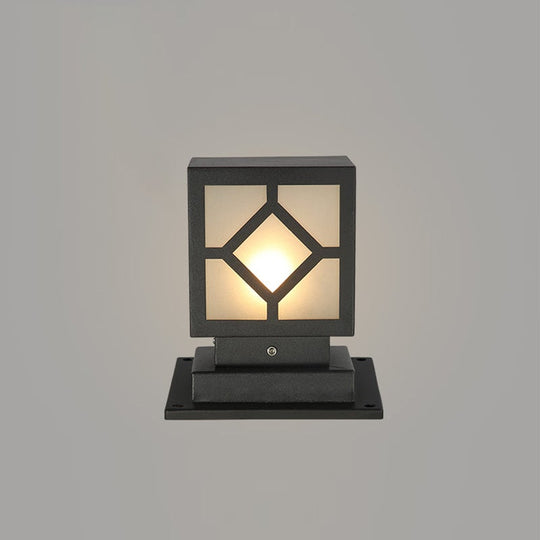 Square Stainless Steel LED Waterproof Black Modern Outdoor Light Post Lamp