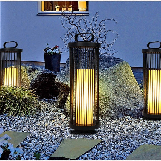 Cage Shape Retro Outdoor Lantern Lamp Black