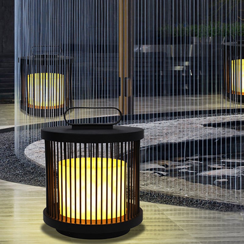 Cage Shape Retro Outdoor Lantern Lamp Black