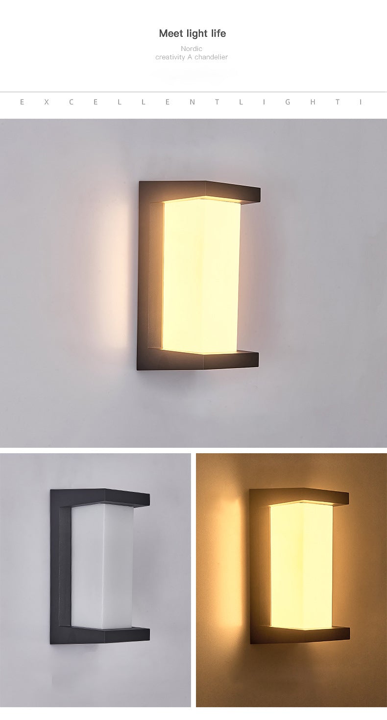 Creative Geometric Waterproof Black Outdoor Wall Light