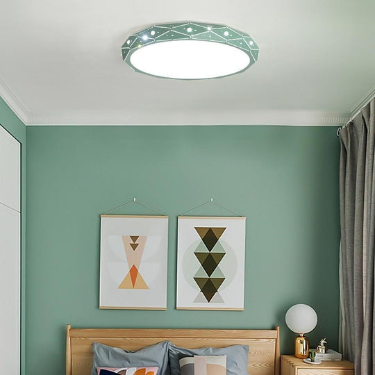 Circular Flush Mount Drum LED Ceiling Light – Modern Nordic Style