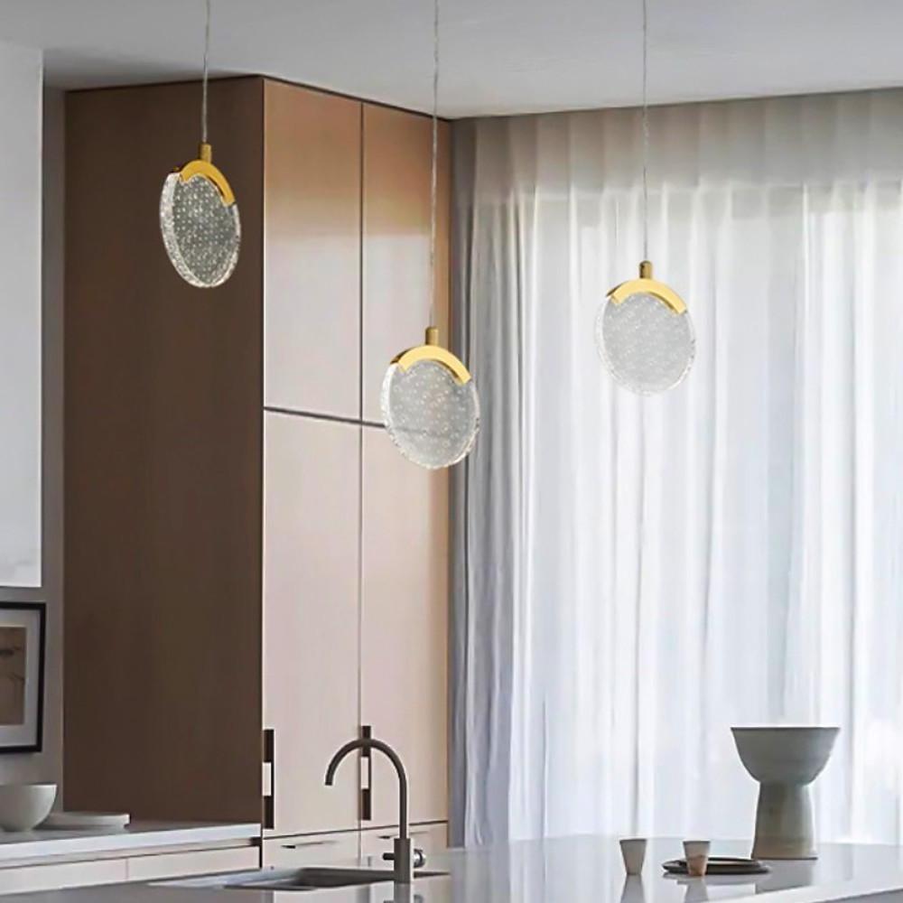 Artistic Circular Acrylic Copper LED Pendant Light