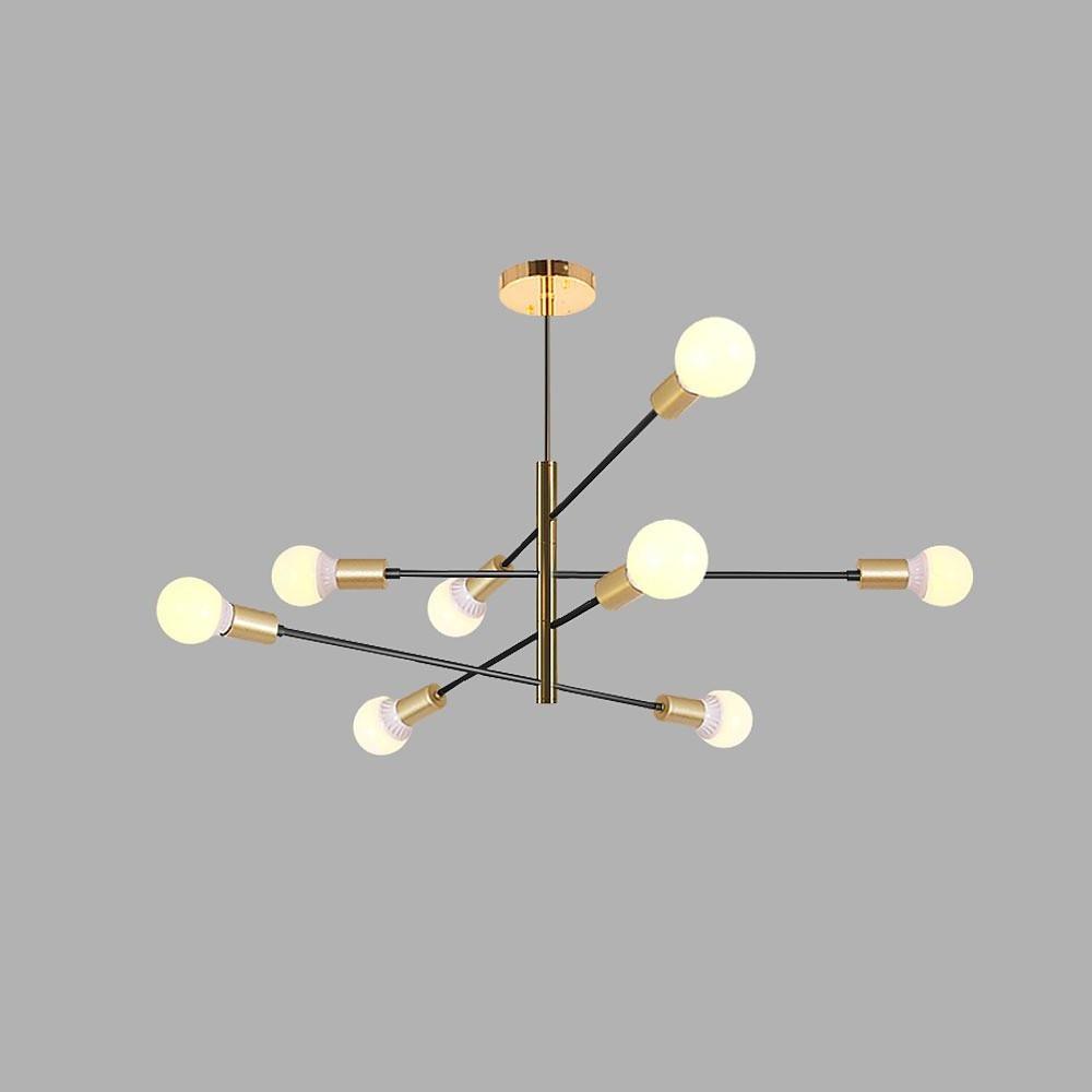 Modern Sputnik LED Geometric Chandelier – 8 Bulbs, Black Linear Design