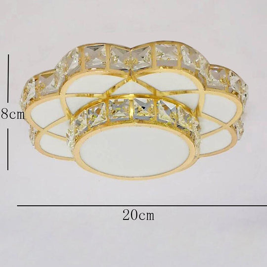 Flower Effect Metal Crystal LED Flush Mount Ceiling Light