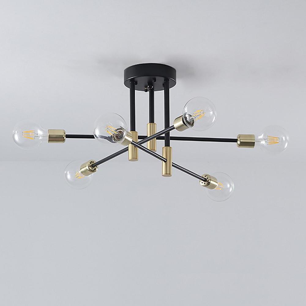 6-Light LED Sputnik Design Nordic Semi-Flush Mount Lighting Chandelier