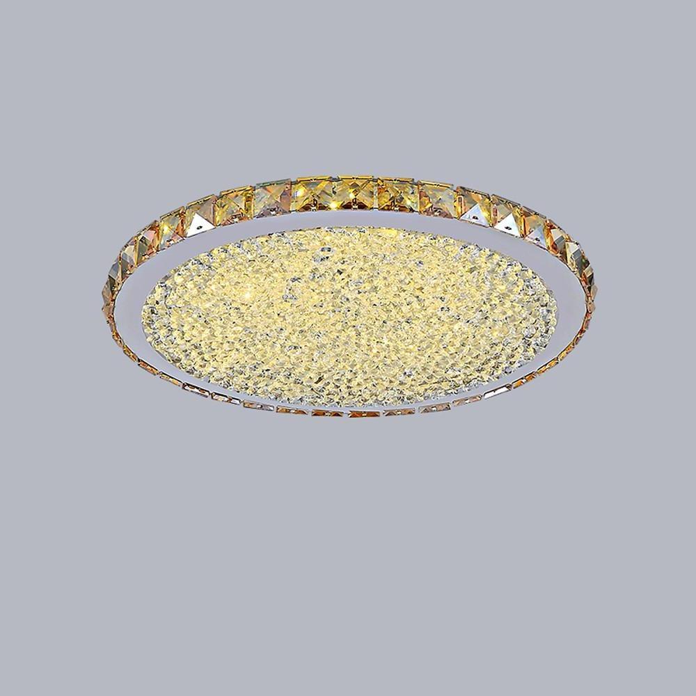 16" Rounded Antique Metal Crystal LED Flush Mount Ceiling Light