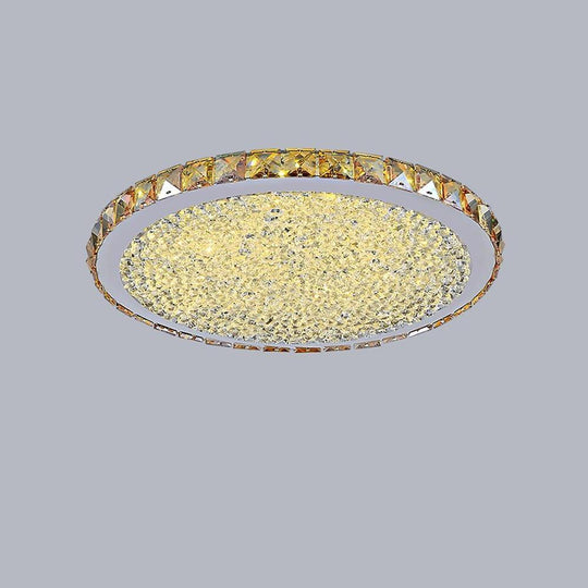 16" Rounded Antique Metal Crystal LED Flush Mount Ceiling Light