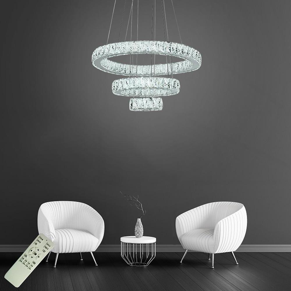Modern 3-Tier Circles Suspended Crystal LED Chandelier