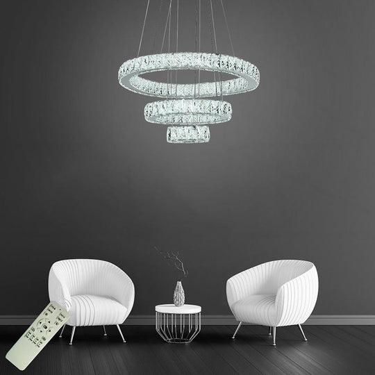 Modern 3-Tier Circles Suspended Crystal LED Chandelier