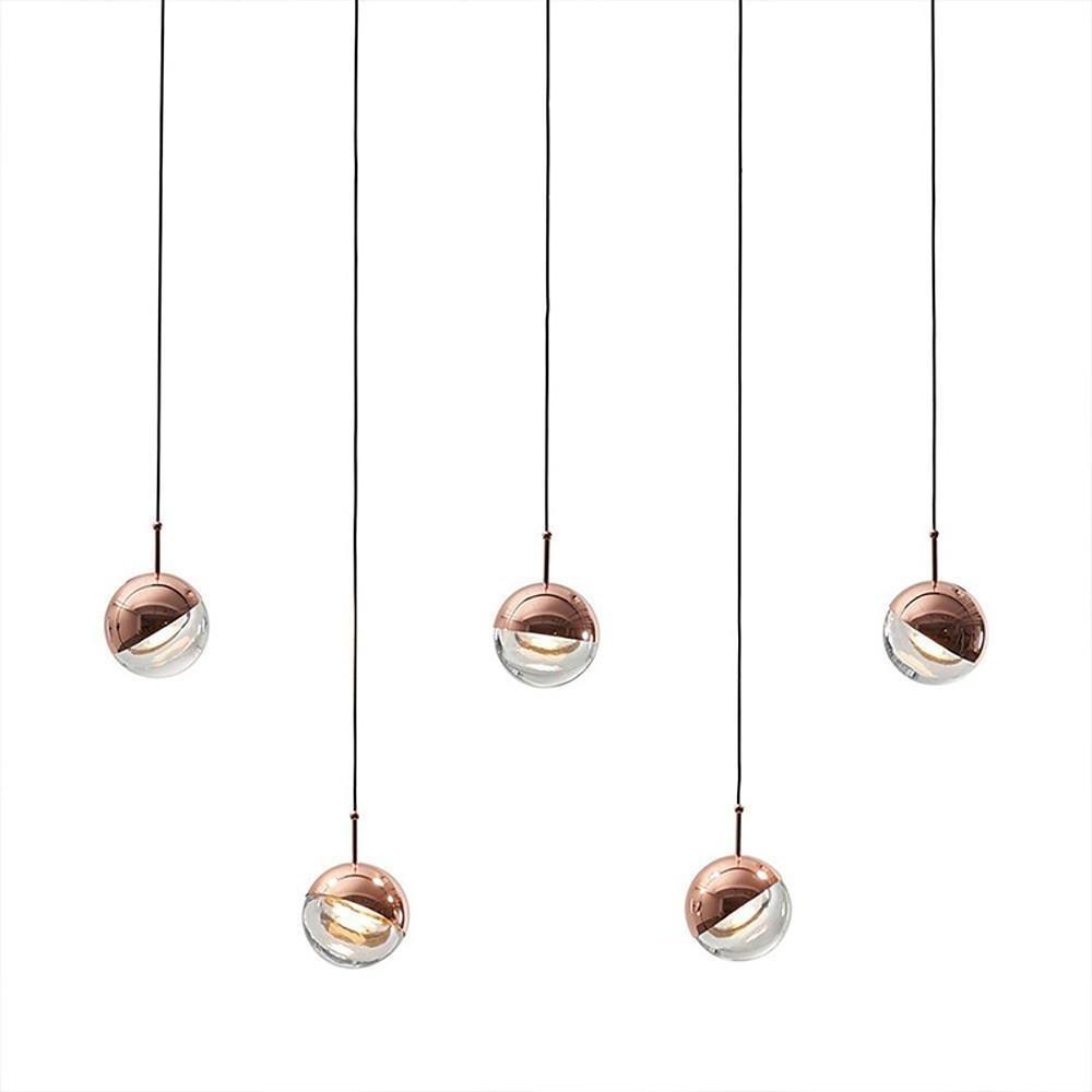 Adjustable Electroplated Metal Crystal Globe LED Pendant Light