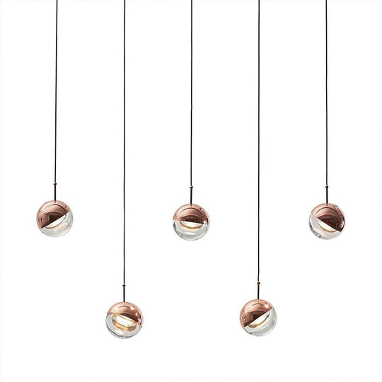 Adjustable Electroplated Metal Crystal Globe LED Pendant Light