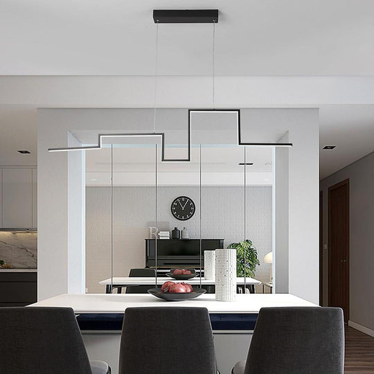 Modern Irregular Linear Metal PVC LED Pendant Light