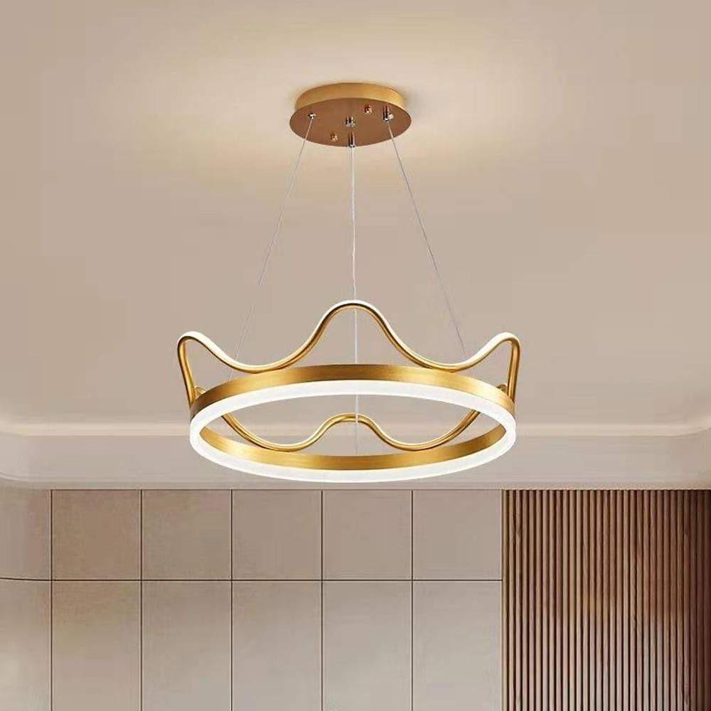 Dimmable LED Ring Chandelier Crown Design Modern Aluminum and Acrylic Pendant Light